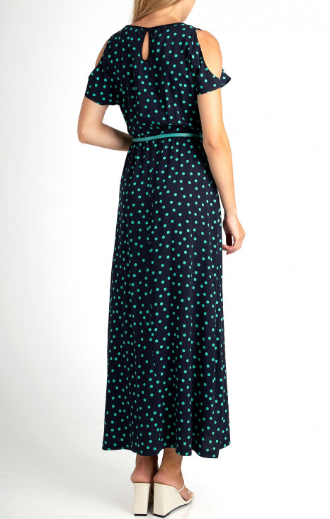 Cut Outs Maxi Floral Dress in Navy