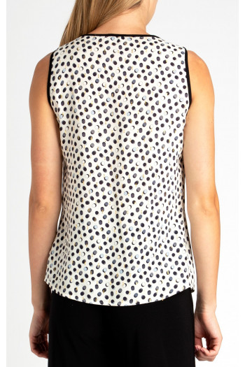 Sleeveless Blouse with Gold Accents in White [1]