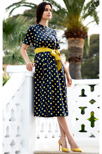 A line Buttoned Midi Dress in Yellow [1]