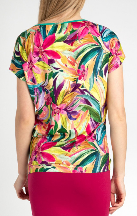 Jersey T-shirt with Print in Fuchsia