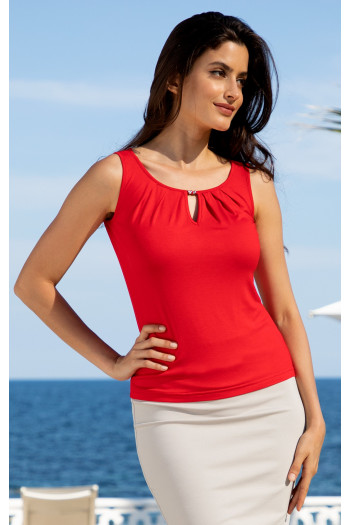 Cut Out Jersey Sleeveless Top in Red [1]