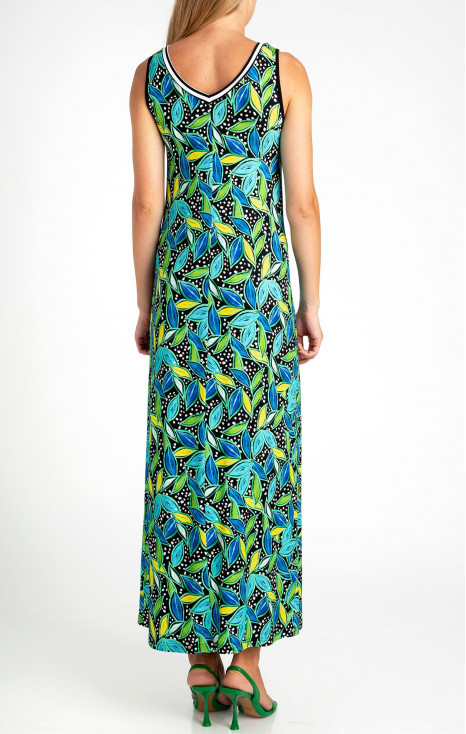 Maxi Jersey Dress with Print in Green