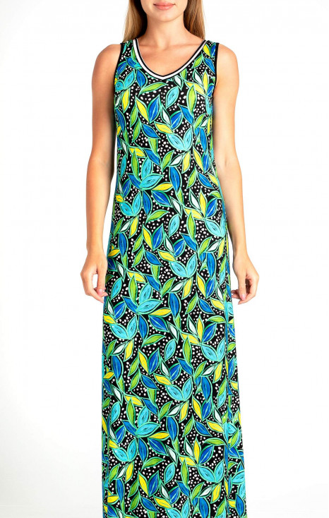 Maxi Jersey Dress with Print in Green