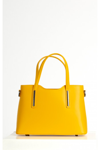 Leather Satchel Bag in Yellow