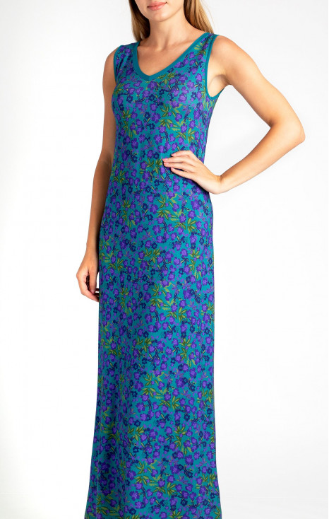 Maxi Jersey Dress with Print in Blue