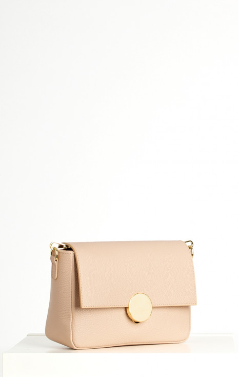 Shoulder bag with a Gold Chain in Nude