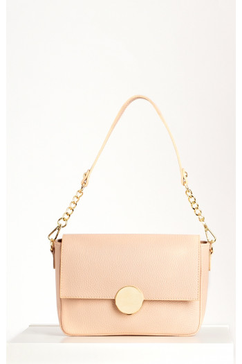Shoulder bag with a Gold Chain in Nude