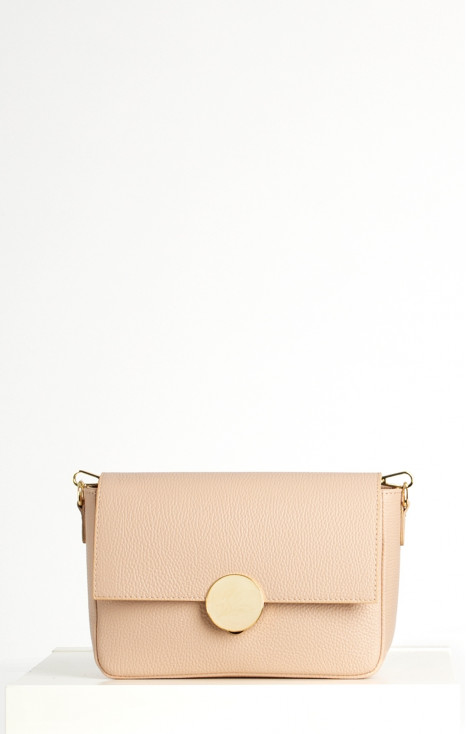 Shoulder bag with a Gold Chain in Nude