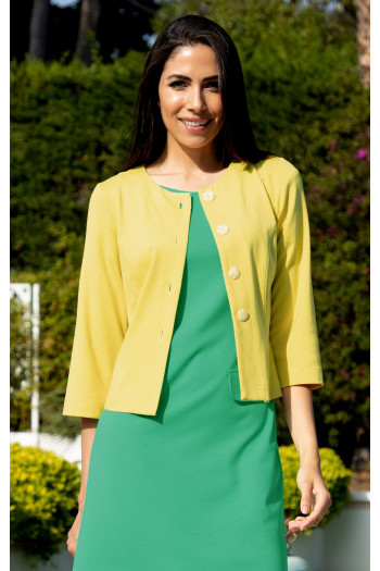 Short Jacket with Buttons in Yellow