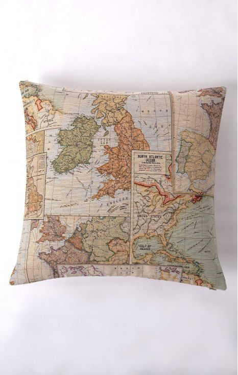 High quality cushion cover with attractive motif on world map