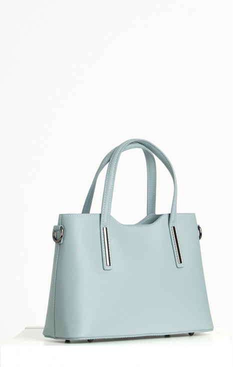 Leather Satchel Bag in Ice Blue