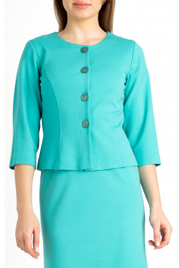 Short Jacket with Buttons in Turquoise