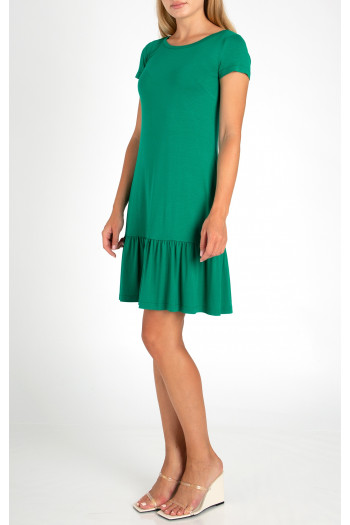 Jersey Mini Dress with Frills in Green
