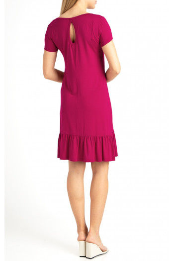 Jersey Mini Dress with Frills in Raspberry [1]