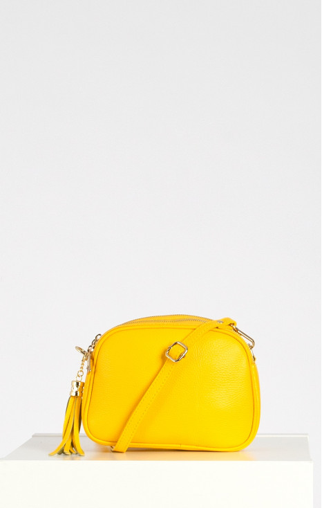 Leather Crossbody Mini Bag in Yellow