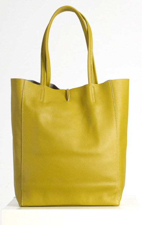 Large Leather Tote Bag in Yellow