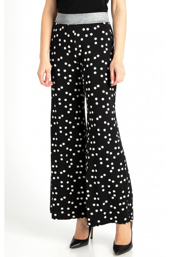 Wide Leg Trousers in Black and Silver