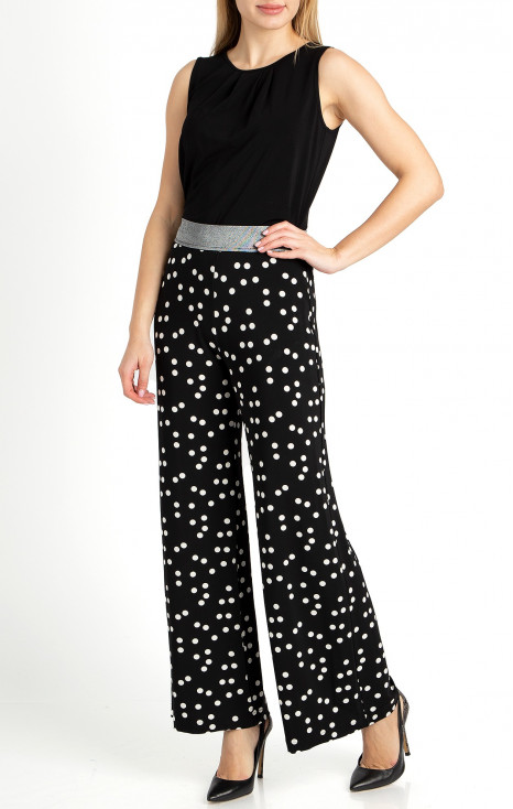 Wide Leg Trousers in Black and Silver