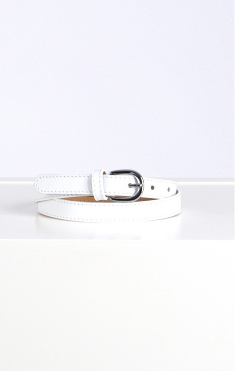 Genuine leather belt - White