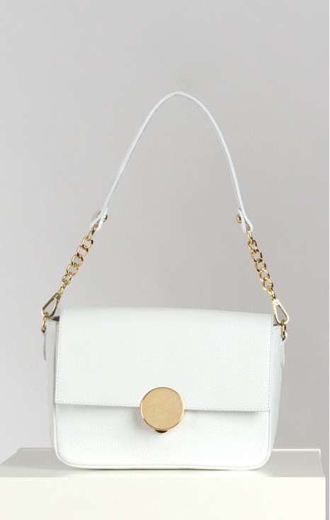Shoulder bag with a Gold Chain in White