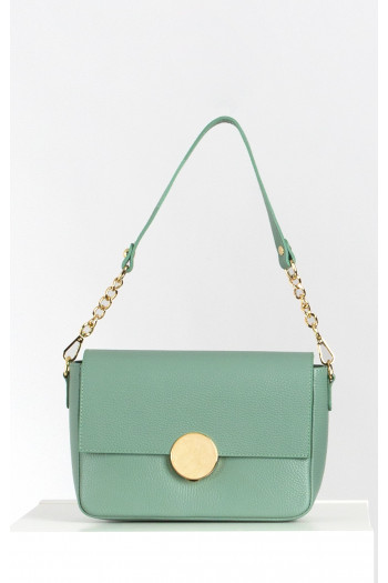 Shoulder bag with a Gold Chain in Green