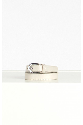 Real Leather Belt in Off White
