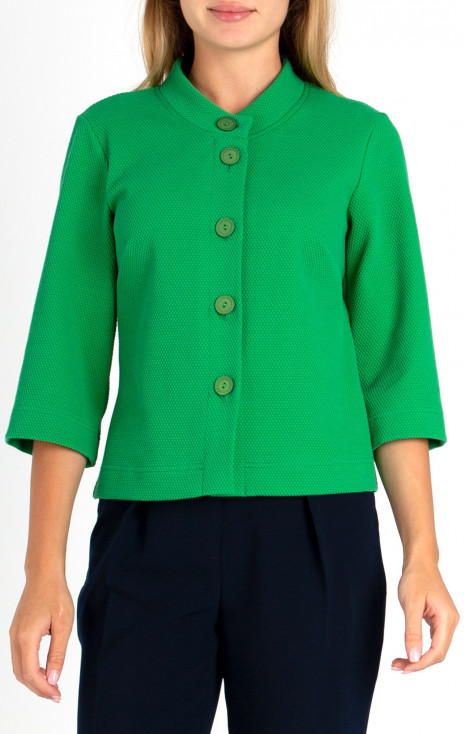 Elegant Short Jacket with Buttons in Green