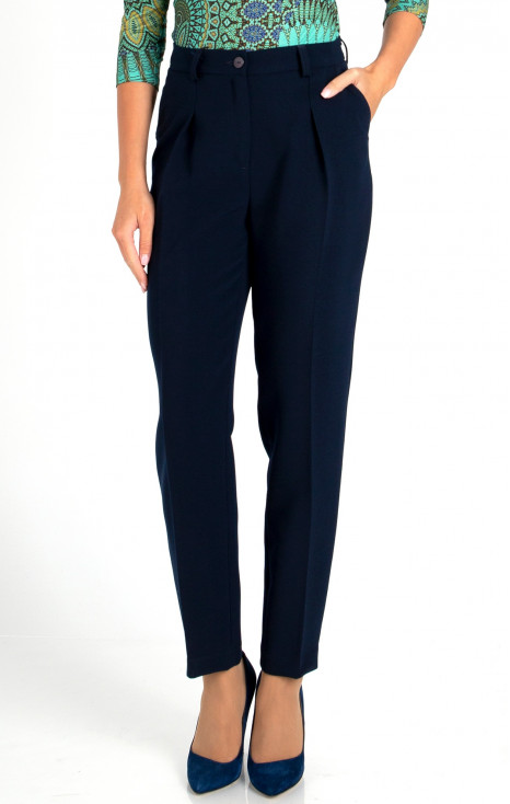 Straight Leg Tailored Trousers in Navy