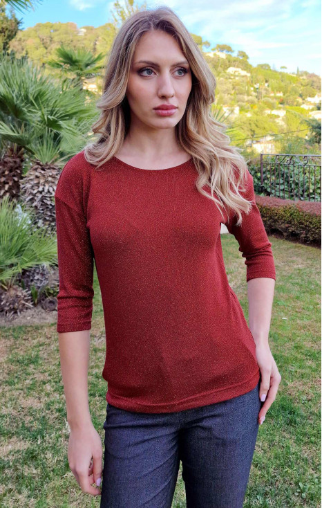 Soft Jersey Top in Red and Gold