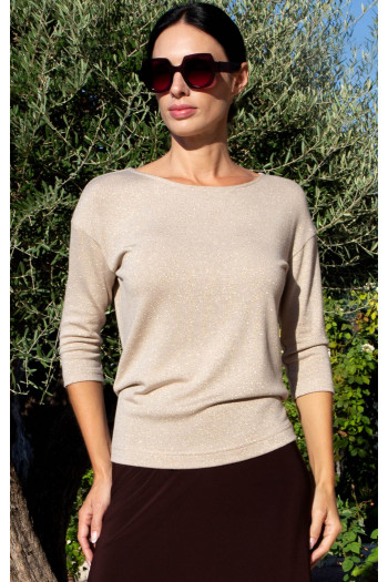 Soft Jersey Top in Beige and Gold [1]