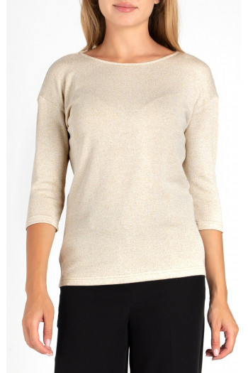 Soft Jersey Top in Beige and Gold