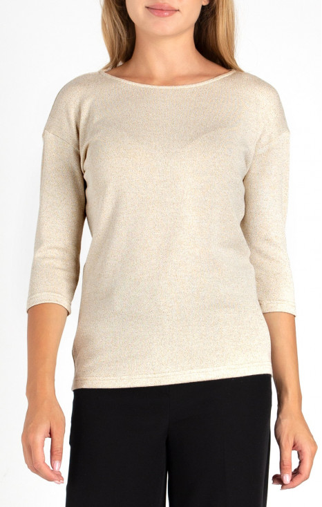 Soft Jersey Top in Beige and Gold