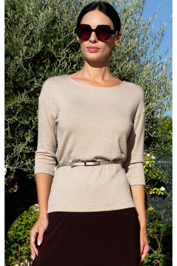 Soft Jersey Top in Beige and Gold