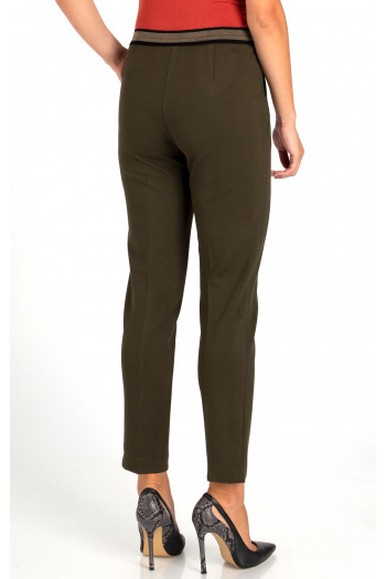 Straight-fit trousers from tricot in dark olive color [1]