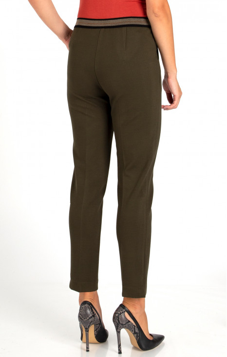 Straight-fit trousers from tricot in dark olive color [1]