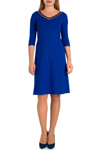 Stylish dress with 3/4 sleeve in blue color