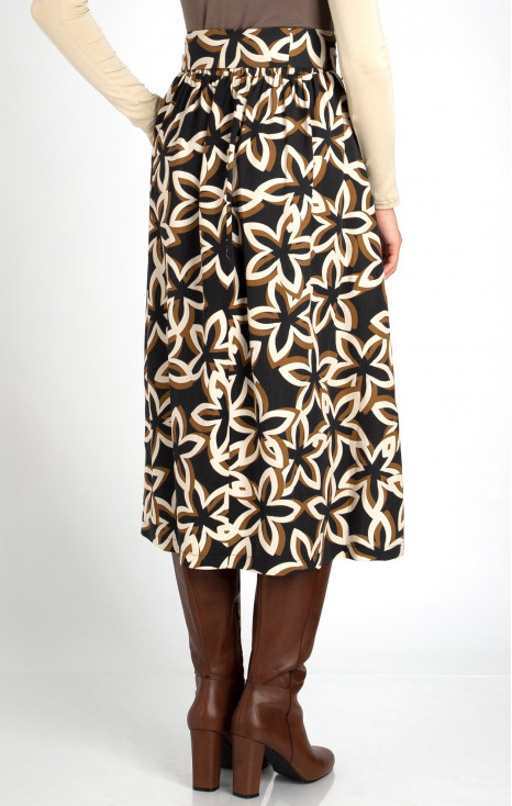 High Waist Midi Skirt with Print