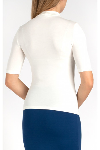 Short sleeve blouse with Swarovski crystals in Coconut Milk color [1]