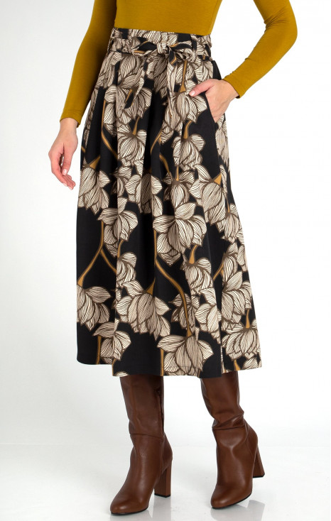 High Waist Floral Midi Skirt