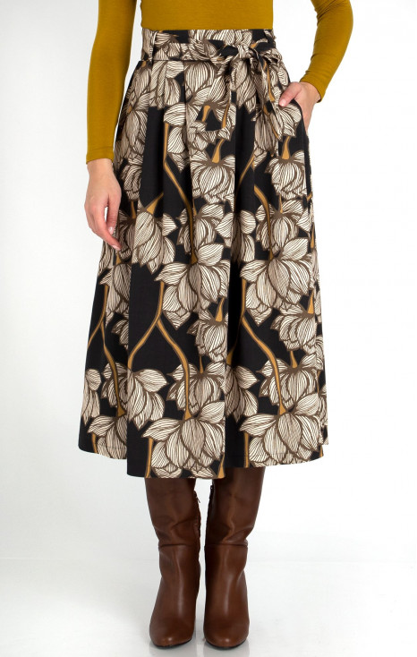High Waist Floral Midi Skirt [1]