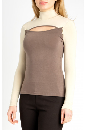 Cut Out Top in Beige [1]