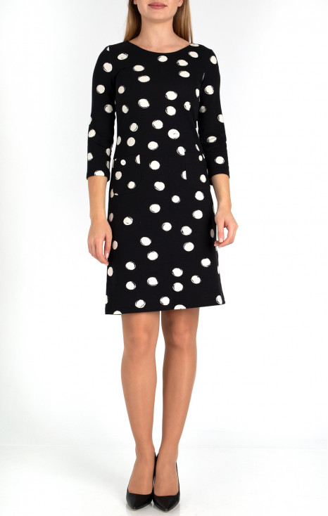 Stylish dress from cotton in black color with graphic elements