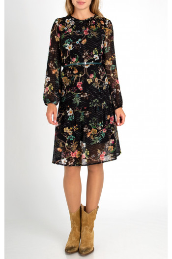 Long Sleeves Floral Dress with Frills [1]