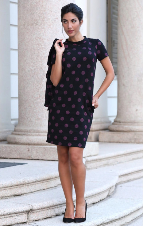 Mini Dress with Pockets in Black and Purple