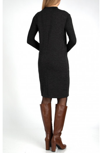 Wool Blend Cut Out Jersey Dress in Graphite [1]