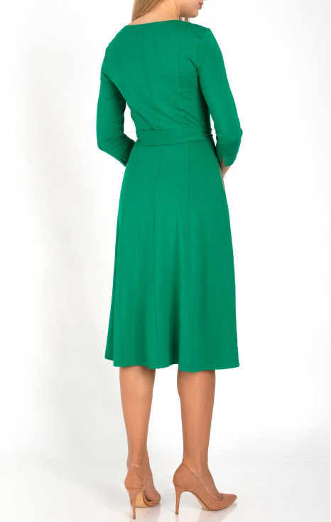 Midi Jersey Dress with Pockets in Green