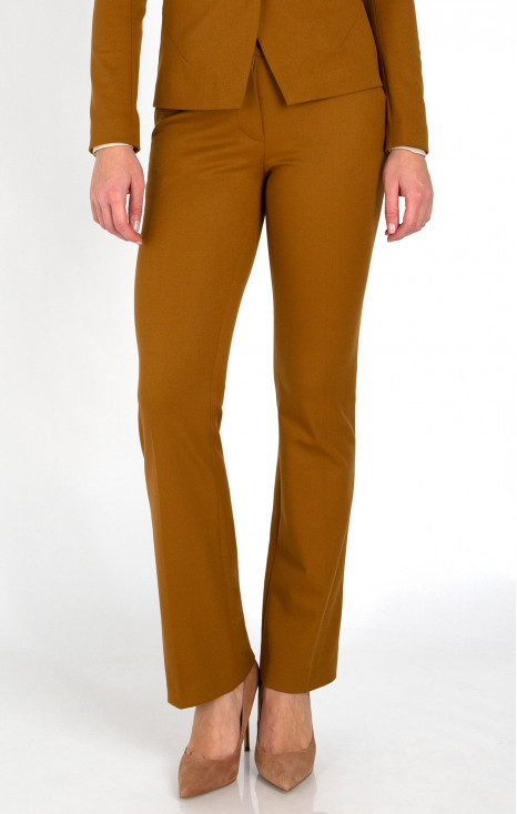 Formal straight-fit trousers in Golden Brown color