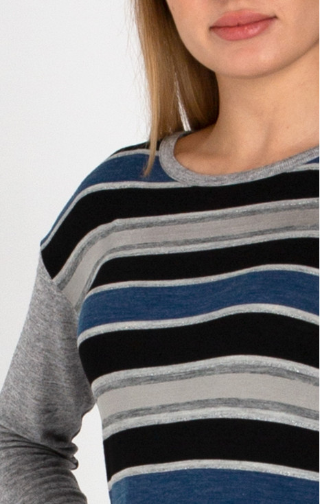 Long Sleeve Shimmering Top with Stripes