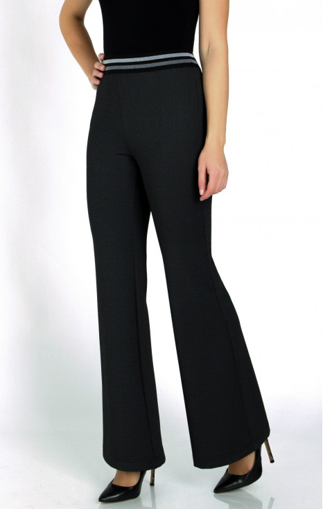 Black straight-fit trousers from tricot with delicate dots
