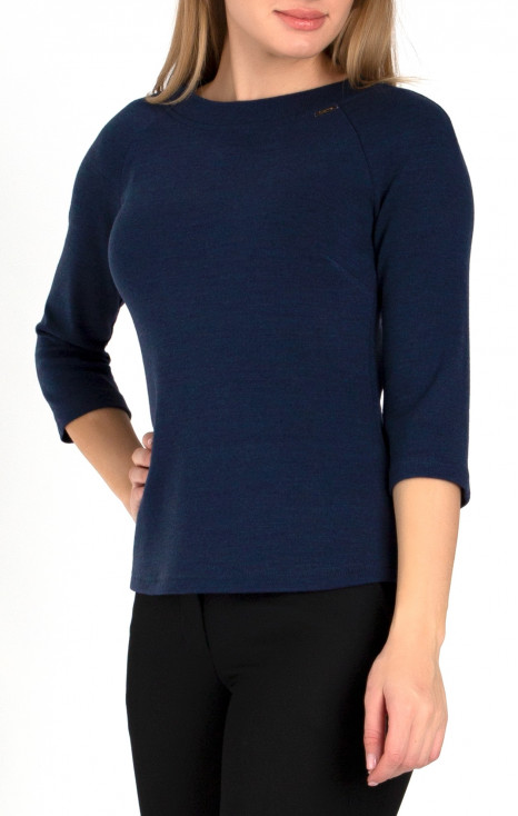 Warm sweater with 3/4 sleeves in True Navy color